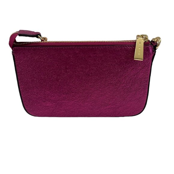 Michael Kors Ultra Pink Sparkly Leather Pouchette Bag W/ Gold Chain - NWT - Picture 3 of 10